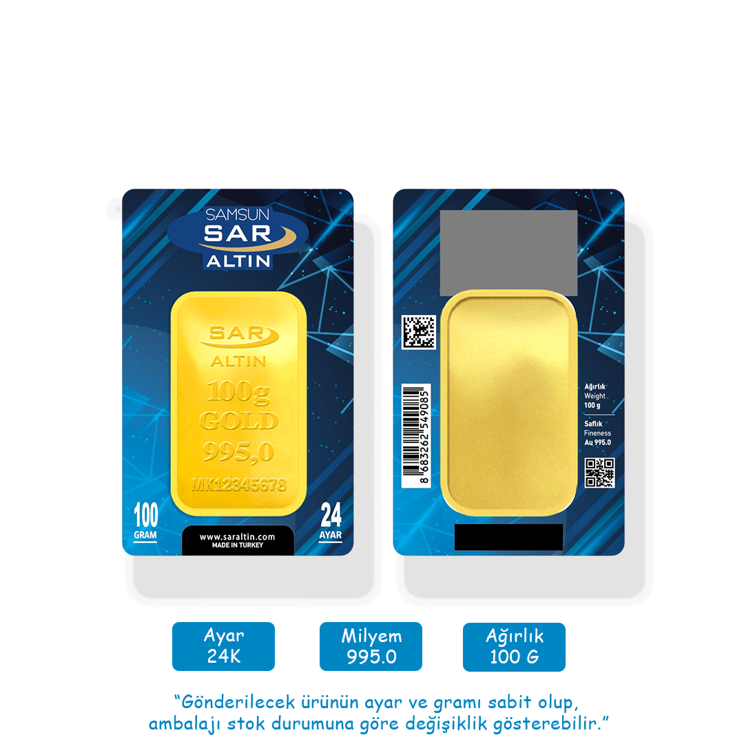 100 gr 24 Ayar SAR Gram Altın